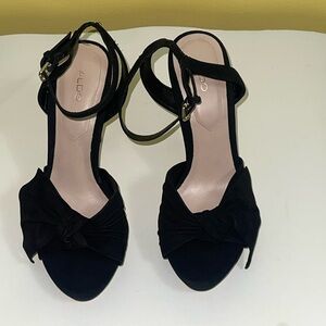 Also black suede heels